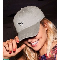 Victoria&apos;s Secret PINK Glacier Grey Dog Logo Baseball Hat Adjustable Cap  NWT  eb-48840142